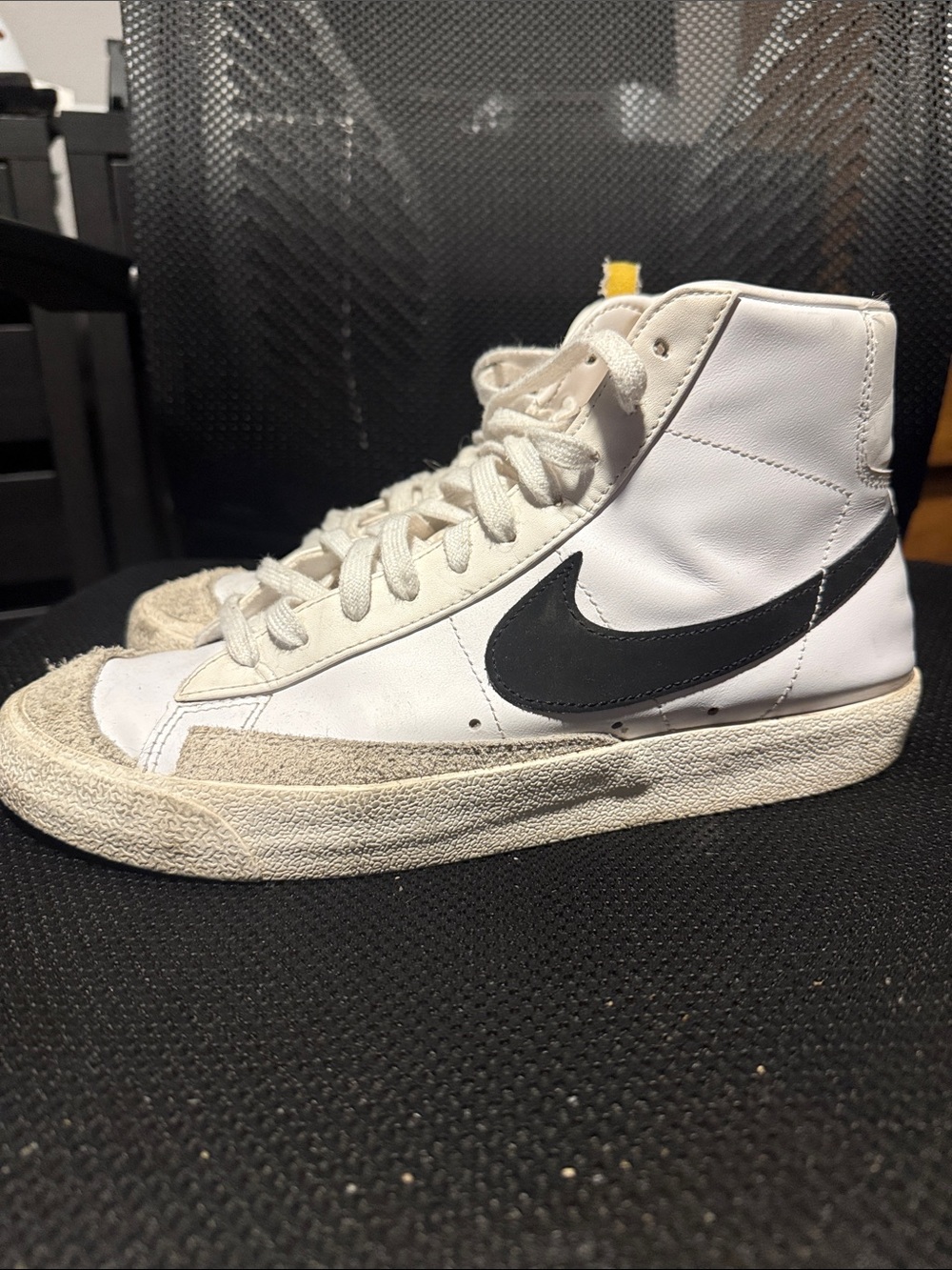 Nike Blazer Mid 77 Vintage White Sneakers with Black Swoosh